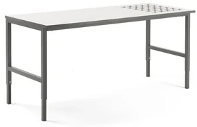 Dielenský stôl CARGO s valčekmi, 2000x750 mm, biela / šedá