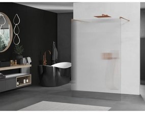 Mexen Kioto, sprchová zástena Walk-In 120 x 200 cm, 8mm sklo s rebrovým vzorom, medený matný profil, 800-120-002-65-09