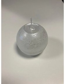 Sviečka guľa 8 cm metalická - perleťovo biela