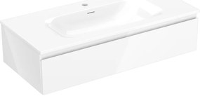 Mexen Orio, kúpeľňová skrinka 100 cm s umývadlom Vela, 1 zásuvka, biela lesklá, 91A10-10023-1-BF00-W23M00