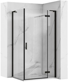 Rea Hugo, 1-krídlová sprchová kabína 90x90x200 cm, 6mm číre sklo, čierny profil, KPL-45223