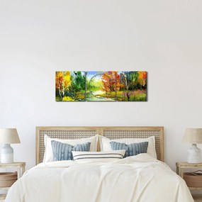 Obraz - Maľba krajiny (s hodinami) (90x30 cm)