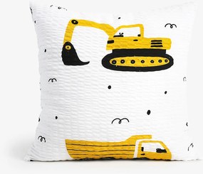 Goldea detská krepová obliečka na vankúš - bagre a stavebné autá 40 x 40 cm