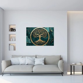Obraz – Zlatý strom života v mramore (90x60 cm)