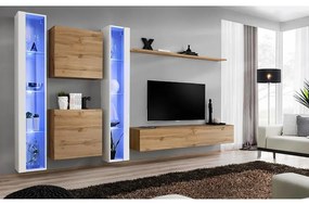 Obývacia stena Switch XVI Sklo +LED Biely/Wotan