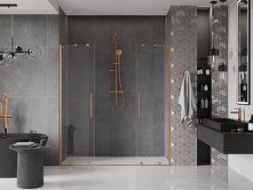 Mexen Velar Duo, posuvné dvere do otvoru 170x200 cm, 8mm číre sklo, medená matná, 871-170-000-02-65