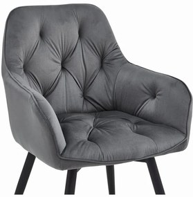 Jedálenská otočná stolička JORK360 zamatová, tmavosivá (čierne nohy)