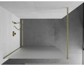 Mexen Kioto, sprchová zástena Walk-In 100 x 200 cm, 8mm sklo námraza, zlatý matný profil, 800-100-101-55-30