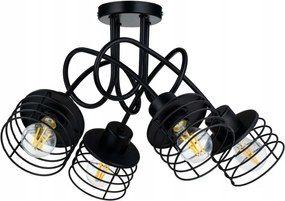 Závesná lampa na strop LOFT 4x čierna pružina