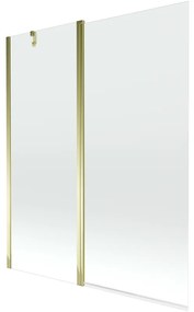 Mexen Flip, vaňová zástena 1-krídlová 140 x 150 cm, otočné krídlo, 6 mm číre sklo, zlatý profil, 894-140-101-50-00