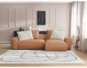 Hnedá rohová pohovka z imitácie kože (variabilná) Boheme – Bobochic Paris