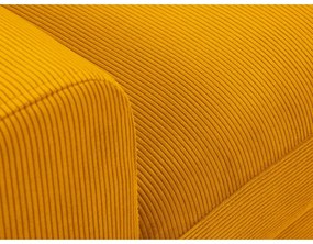 Menčestrová rozkladacia/s úložným priestorom rohová pohovka v horčicovej farbe (pravý roh/s leňoškou) Kyoto – Cosmopolitan Design