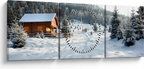Obraz - Horská chata (s hodinami) (90x30 cm)