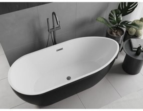 Mexen Eos, voľne stojaca vaňa 150 x 75 cm, biela-čierna, brúsený grafit prepad, 52471507575-95