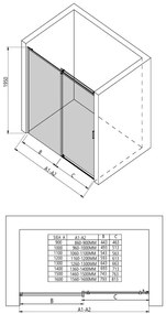 Erga Lynn, posuvné sprchové dvere do otvoru 100x195 cm, 8mm číre sklo, čierny profil, ERG-V02-LYNN-D100-CL-BK