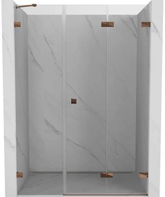 Mexen Lunar-F, pravé sklápacie sprchové dvere 110 cm, 8mm číre sklo, ružové zlato profil, 836S-110-050-60-00-P