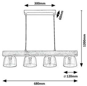 Rabalux 3120 závesný luster s prvkami dreva