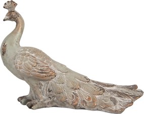 Šedá antik dekoratívna soška páv Clayre & Eef – 39*20*29 cm
