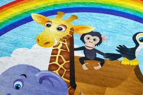 Detský koberec protišmykový BAMBINO 2685  Detská archa, modrý / hnedý