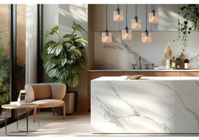 Závesné svietidlo Riffle Square, 6x medové sklenené tienidlo, b