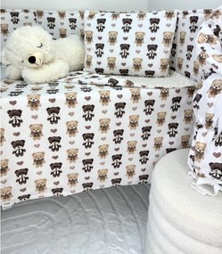Set do kočíka Mackové objatie krémová – obojstranná deka 100x75 cm a vankúšik 40x30 cm, bavlna + minky