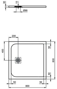 Ideal Standard Ultra Flat S - Sprchová vanička 800x800 mm, biela K8214FR