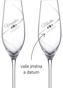 Dekorant Svadobné poháre na šampanské Silhouette City s kamienkami Swarovski 210 ml 2KS