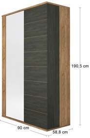 Dvojdverová šatníková skriňa so zrkadlom Ardal W-2D - northern tree / craft tobacco