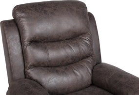 Relaxačné polohovacie TV kreslo HAVEN — látka, hnedá, nosnosť 130 kg