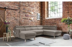 Svetlohnedá zamatová rozkladacia rohová pohovka do "U" (pravý roh) Sweet Harmony – Miuform