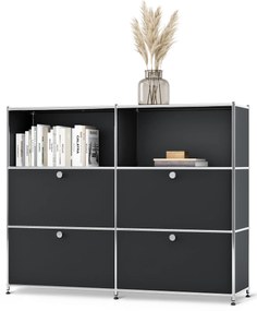 Kovová komoda »CN3« s premiestniteľnými výklopnými priečinkami, čierna