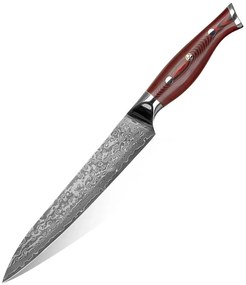 KnifeBoss plátkovací damaškový nůž Slicing 8" (200 mm) Black & Red VG-10