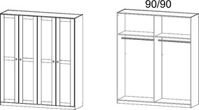 Šatníková skriňa Rosenheim, 181 cm, biela