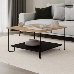 Konferenčný stolík s doskou v dubovom dekore v čierno-prírodnej farbe 80x80 cm Tonka – Marckeric