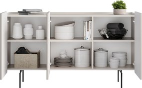 Komoda Malmi 150 cm trojdverová - kašmír / čierne nohy