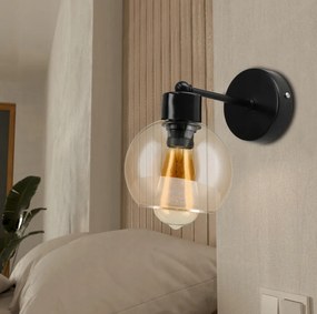 BERGE Sklenená LED nástenná lampa 1xE27 - jantárová farba
