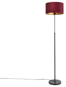 Stojacia lampa čierna so zamatovým odtieňom červená so zlatou 35 cm - Parte