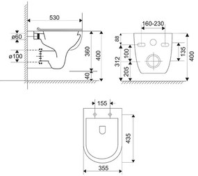 Mereo, WC závesné, RIMLESS, 530x355x360, keramické, vr. sedátka CSS113S, MER-VSD81S