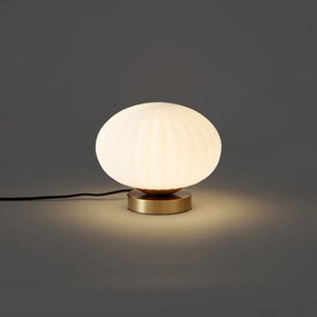 Dizajnová stolná lampa mosadzná s opálovým sklom - Mochi