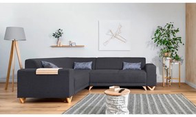 Antracitová rozkladacia/s úložným priestorom rohová pohovka (ľavý roh/do L) Classy Sophie – Miuform