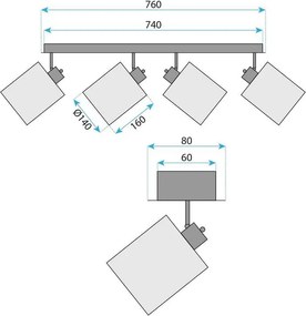 Toolight Toolight, stropné svietidlo 4xE27 APP1825-4W, čierna-hnedá, OSW-00624