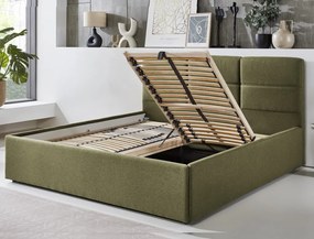 Posteľ Domango 140x200 cm, olivovo zelená látka