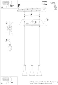 Závesné svietidlo Rea 3l, 3x betónové tienidlo