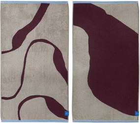 Vínové/sivobéžové froté uteráky v súprave 2 ks z bio bavlny 40x55 cm Nova Arte – Mette Ditmer Denmark