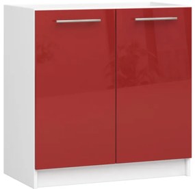 Spodná kuchynská skrinka pod drez OLIWIA S80 biela / červená, lesk