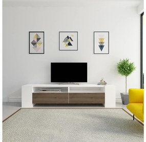TV stolík/skrinka Sisuko (orech + biela) . Akcia -20%. Vlastná spoľahlivá doprava až k Vám domov. 1102587