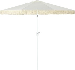 Outsunny Záhradný Parasol Vonkajší Naklápací Parasol s Čipkou a Kľukou 8 Rámov dim. Ø 2,65 x 2,45 H m Biela | Aosom