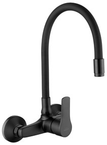 Invena Verso, nástenná kuchynská batéria 150mm s elastickým ramenom, čierna matná, INV-BC-82-E44-L