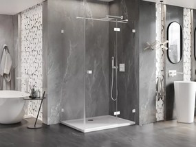Mexen Lunar T, výklopný sprchový kút pravý 100 x 110 cm, 8mm číre sklo, biely profil, 834T-100-110-20-00-P