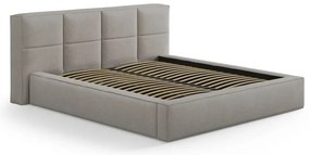 Svetlosivá čalúnená dvojlôžková posteľ s úložným priestorom s roštom 200x200 cm Simon Darren – Micadoni